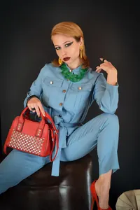 Açık Mavi Denim Tulum