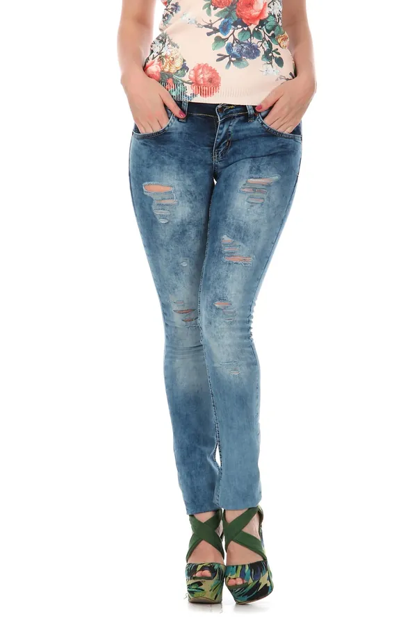Açık Yıkama Yırtık Jean
