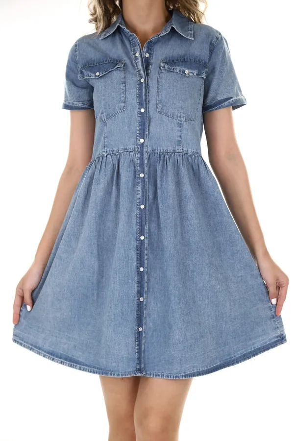 Denim Gömlek Elbise