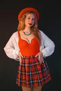 Kırmızı Ekose Kloş Etek
