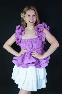 Lila Fırfırlı Bluz