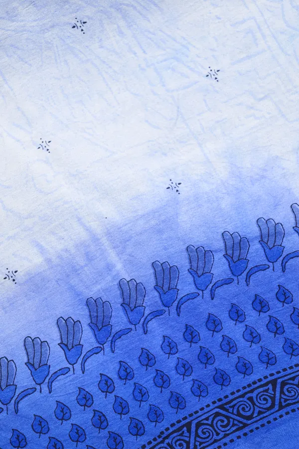 Mavi Batik Desenli Şal