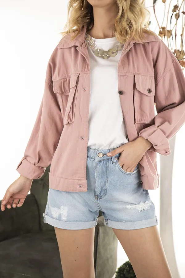 Pembe Denim Ceket