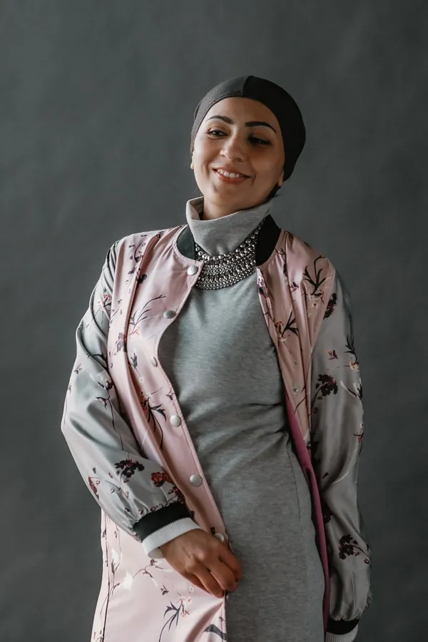 Pembe Saten Bomber Ceket