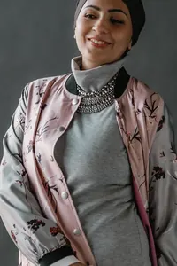 Pembe Saten Bomber Ceket