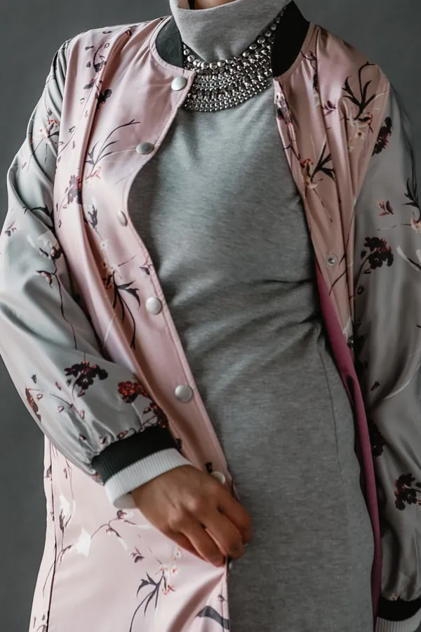 Pembe Saten Bomber Ceket