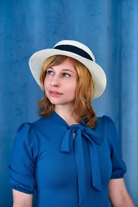 Saks Mavi Fiyonklu Bluz