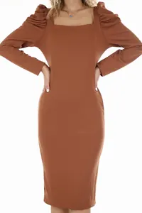Taba Kare Yaka Kalem Elbise