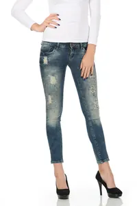 Taşlanmış Yırtık Skinny Jean